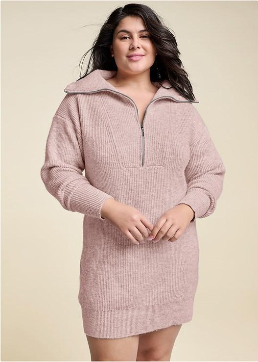 Zip Front Sweater Dress Product Image