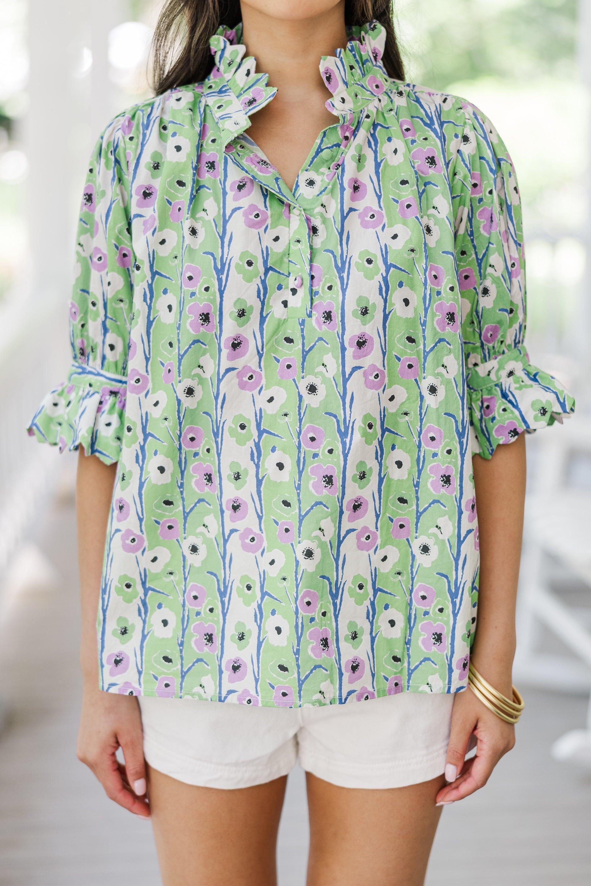 Find You There Green Ditsy Floral Blouse Female Product Image