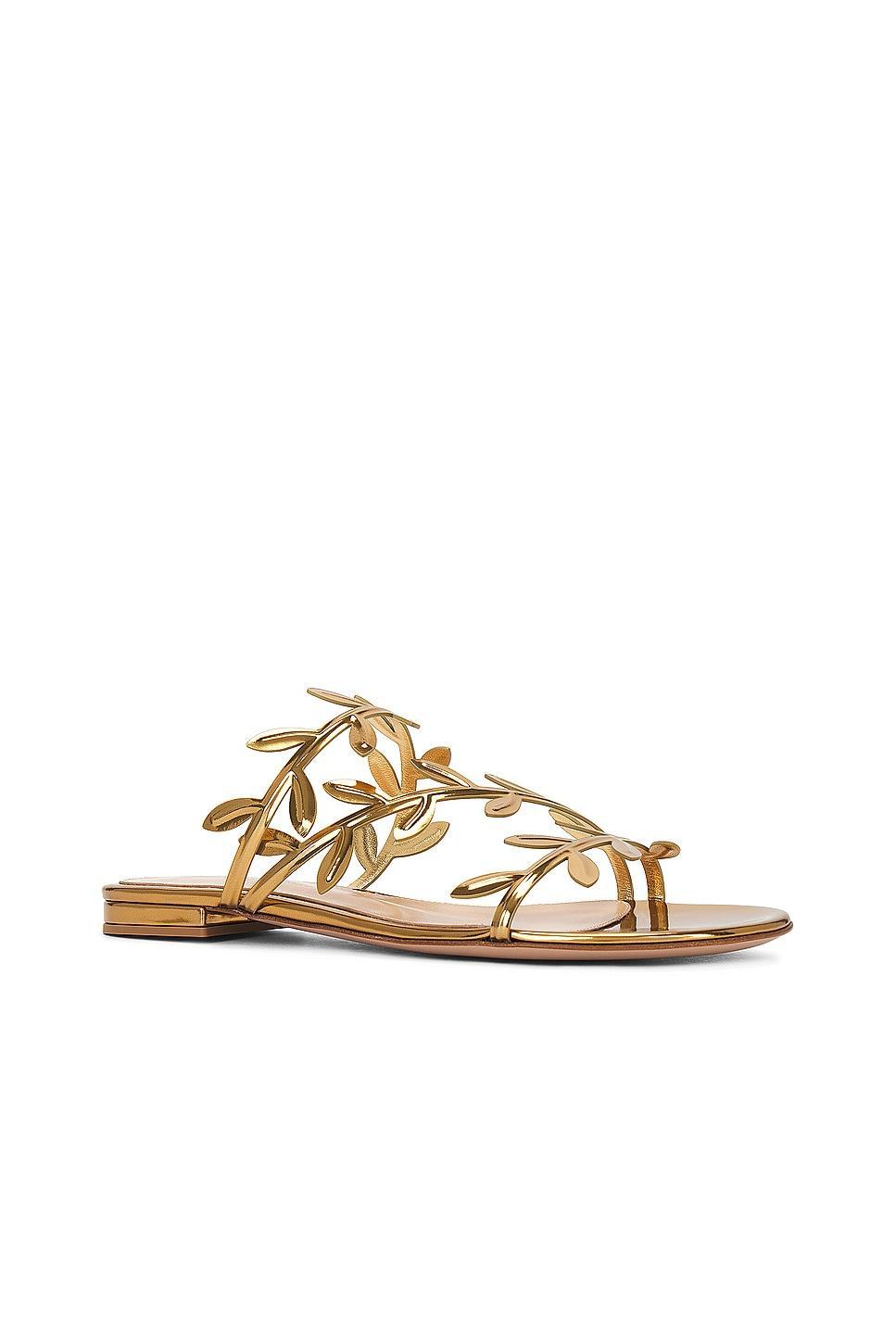 Gianvito Rossi Metal Sandals in Metallic Gold Product Image