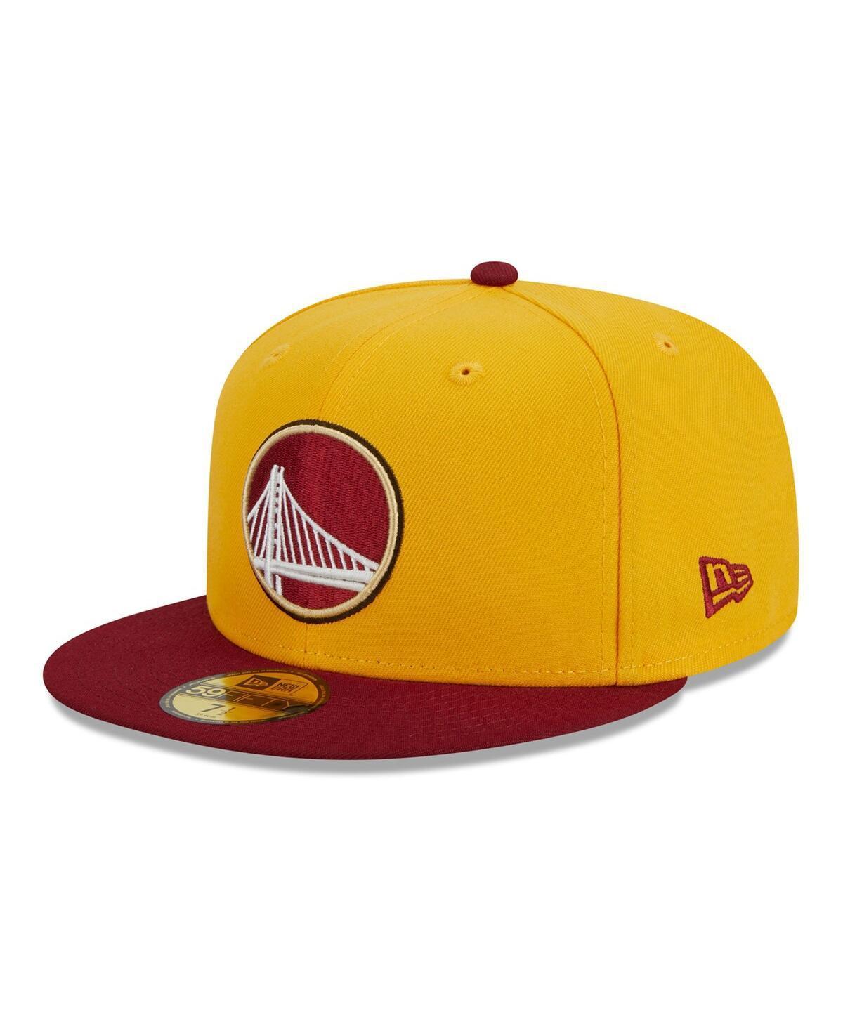 Mens New Era Yellow Golden State Warriors Fall Leaves 2-Tone 59FIFTY Fitted Hat - Yellow Product Image