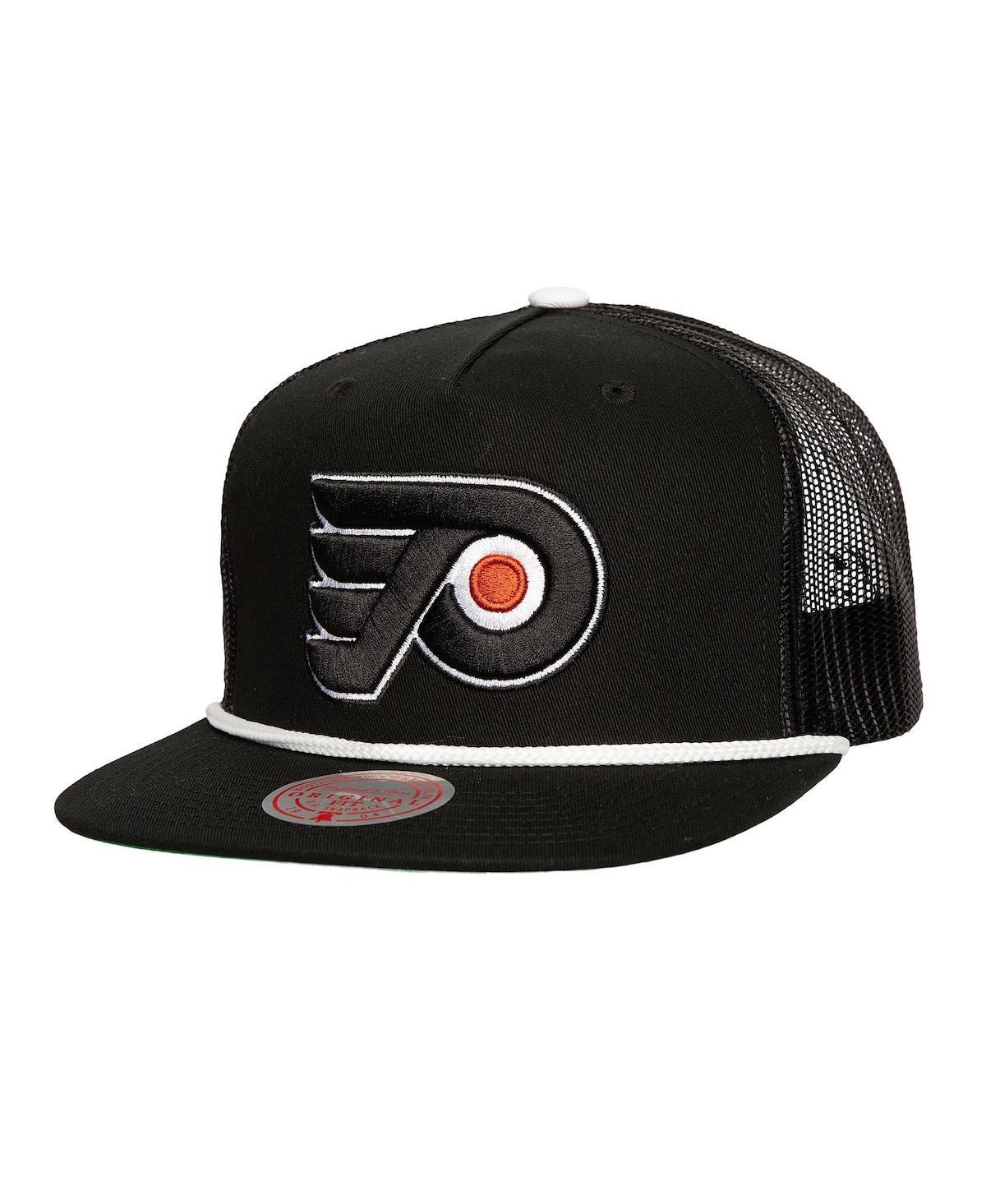 Mitchell & Ness Mens Black Philadelphia Flyers Roper Trucker Snapback Hat Product Image