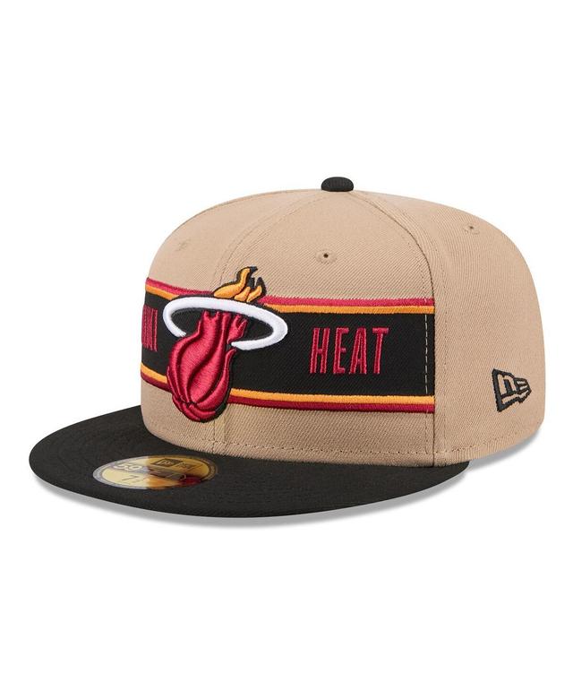 New Era Mens Tan Miami Heat 2024 Nba Draft 59FIFTY Fitted Hat - Tan, Black Product Image