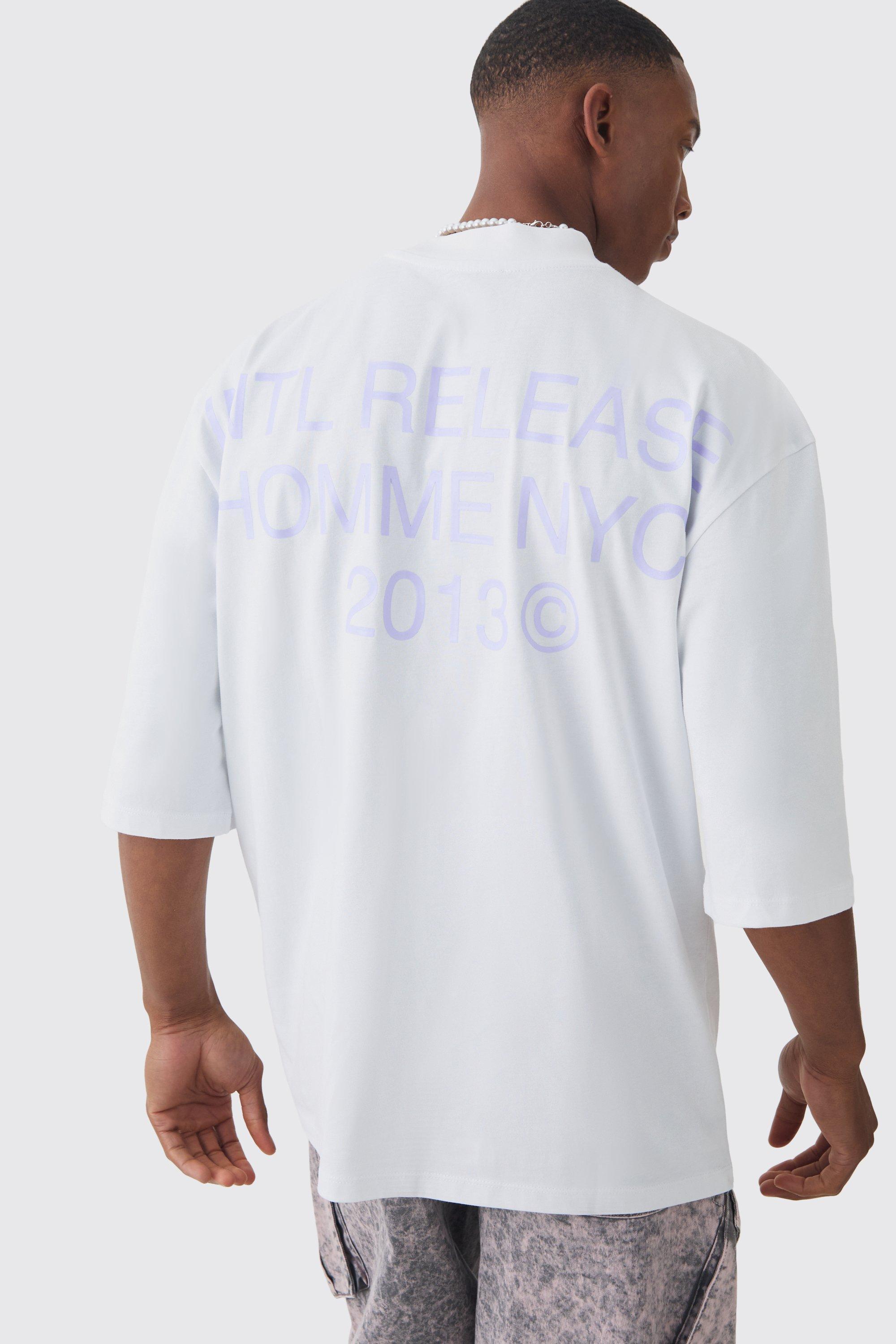 Oversized Extended Neck Half Sleeve Back Graphic T-shirt | boohooMAN USA Product Image