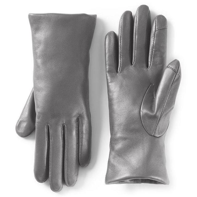 Womens Lands End Touch Screen Compatible Leather Gloves with Cashmere Lining Product Image