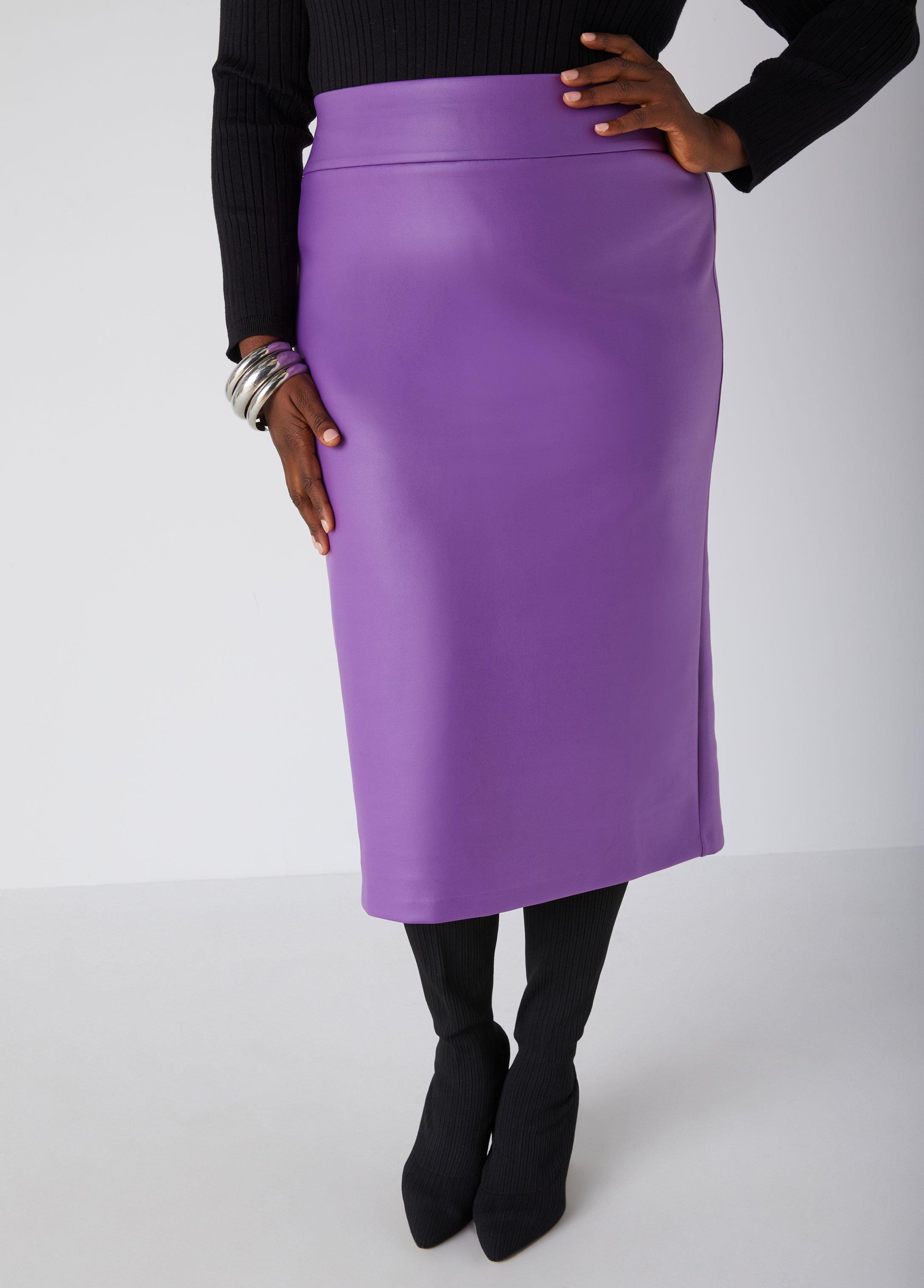 Faux Stretch Leather Midi Skirt Product Image