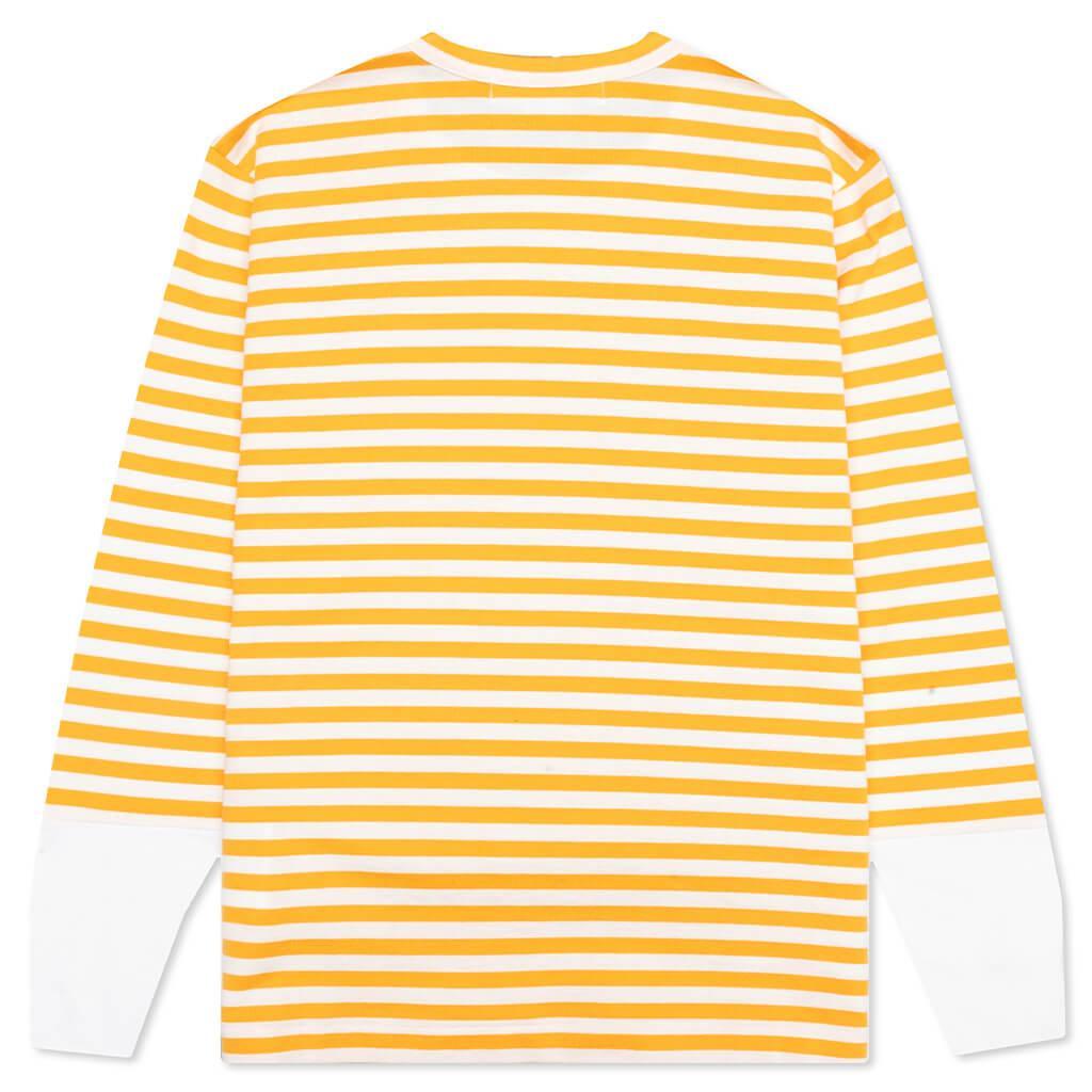 Women's Striped White Sleeve L/S T-Shirt - Yellow Female Product Image