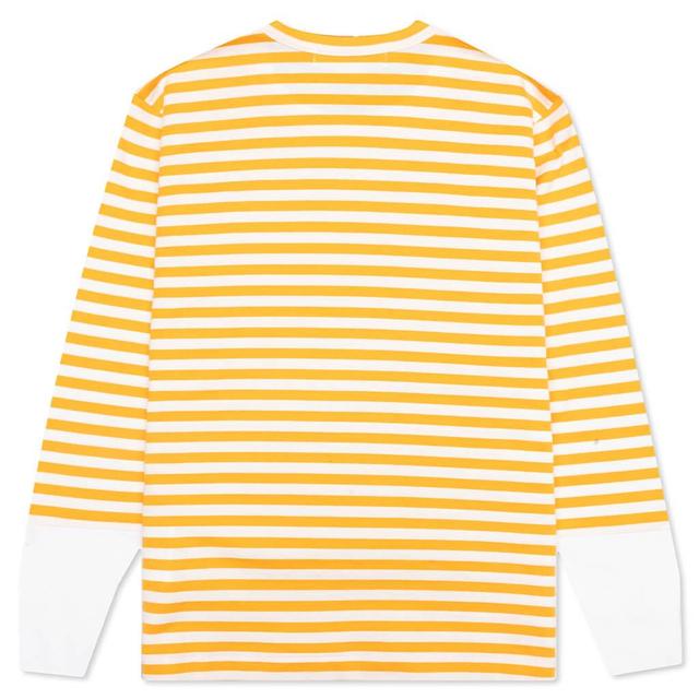 Women's Striped White Sleeve L/S T-Shirt - Yellow Female Product Image