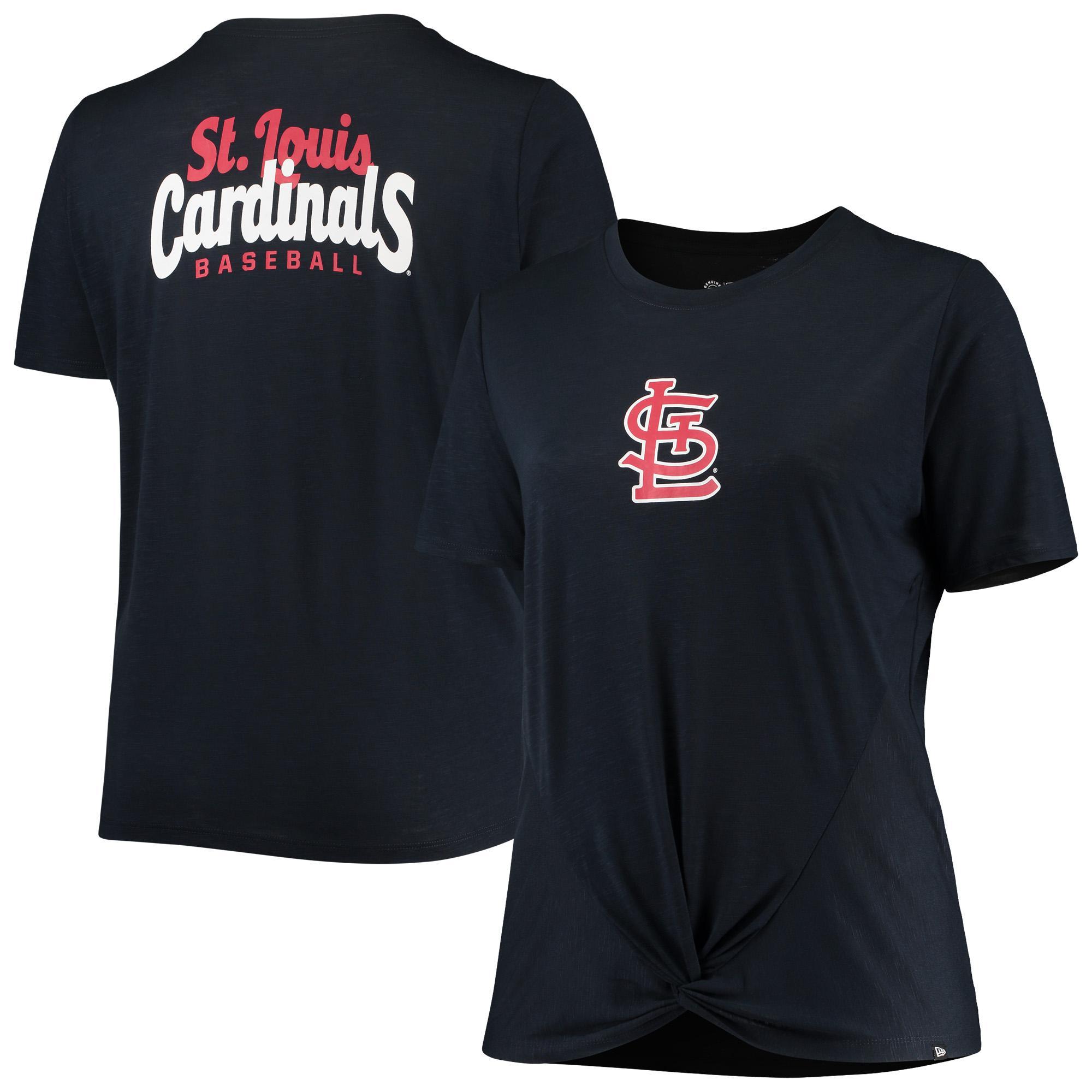 Womens New Era Navy St. Louis Cardinals Plus Size 2-Hit Front Knot T-shirt Product Image