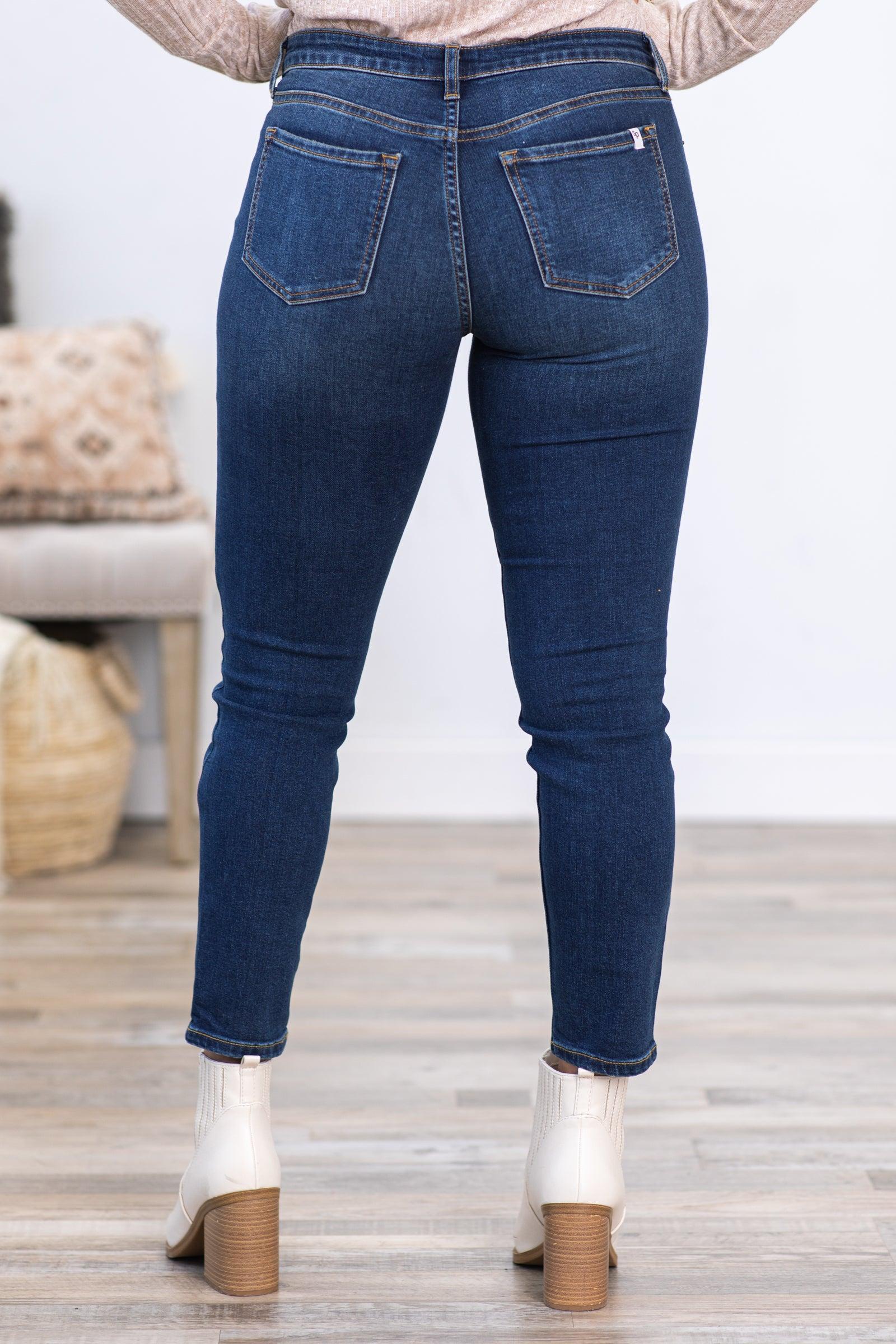 Sneak Peek Medium Wash Mid Rise Skinny Jeans Product Image