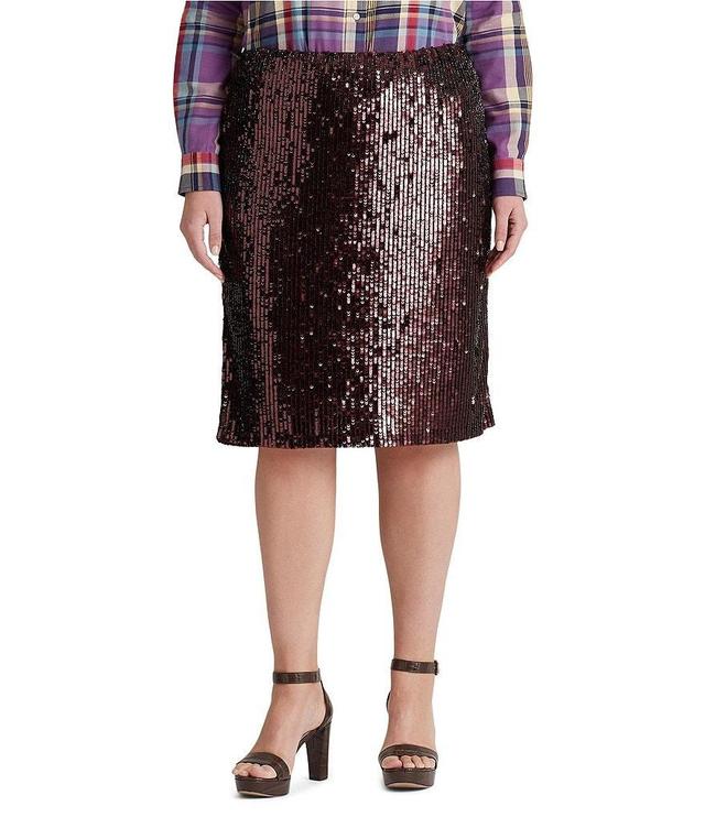 Lauren Ralph Lauren Plus Size Sequined Tulle Pencil Skirt Product Image