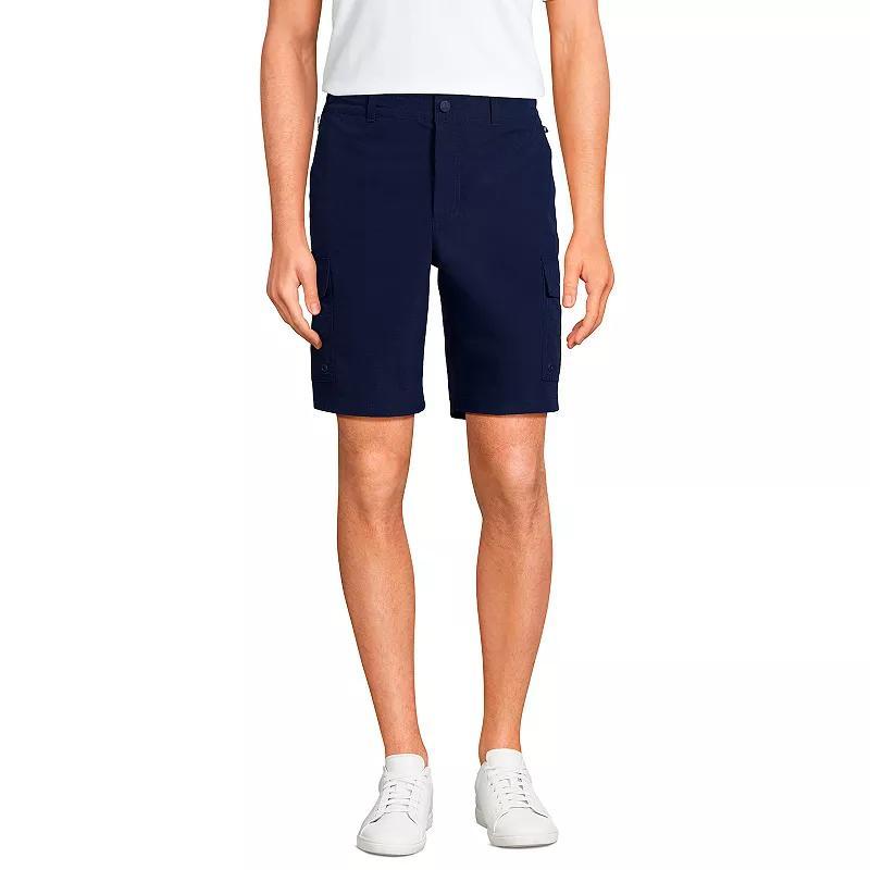 Mens Lands End 9 Quick Dry Cargo Shorts Deep Blue Product Image