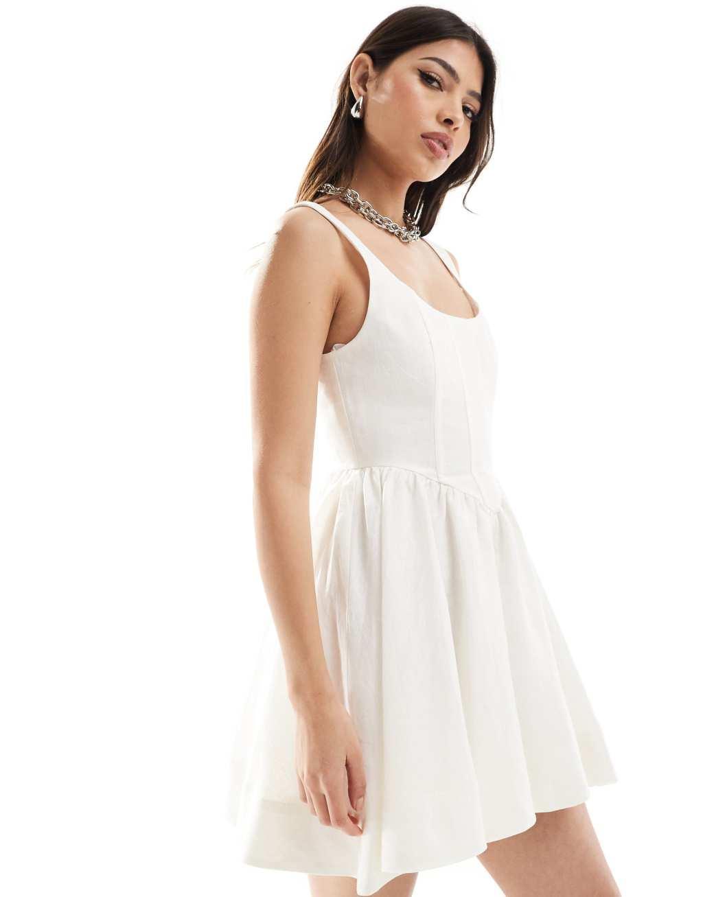 Ever New corset style mini dress in white Product Image