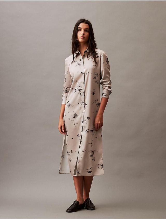 Calvin Klein Womens Printed Blossom Shirt Dress - Neutral - S Product Image