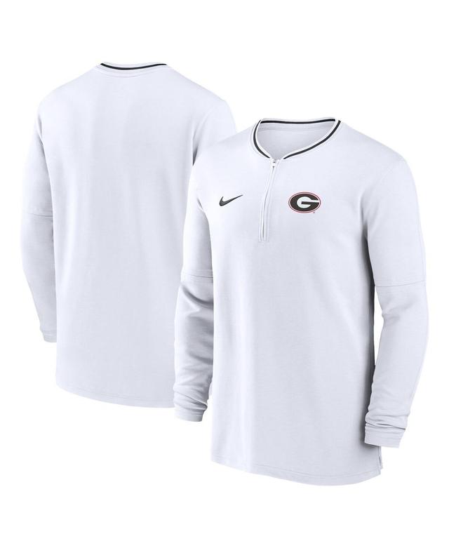 Nike Mens White Georgia Bulldogs 2024 Sideline Coach Performance Half-Zip Long Sleeve Top - White Product Image