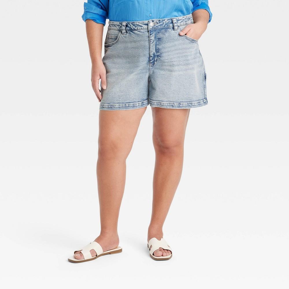 Womens Mid-Rise Jean Shorts - Ava & Viv Medium Wash 28 Product Image