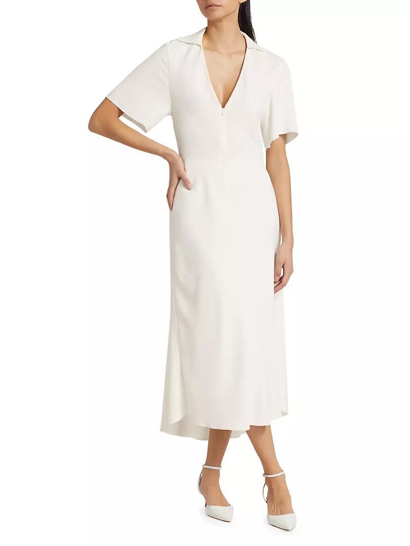 Crepe Zip-Front Polo Midi-Dress Product Image