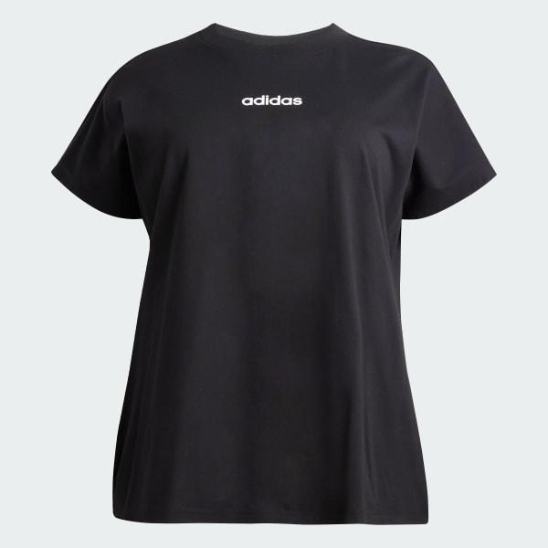 adidas Essentials Linear Cotton Tee (Plus Size) Glow Blue 1X Womens Product Image