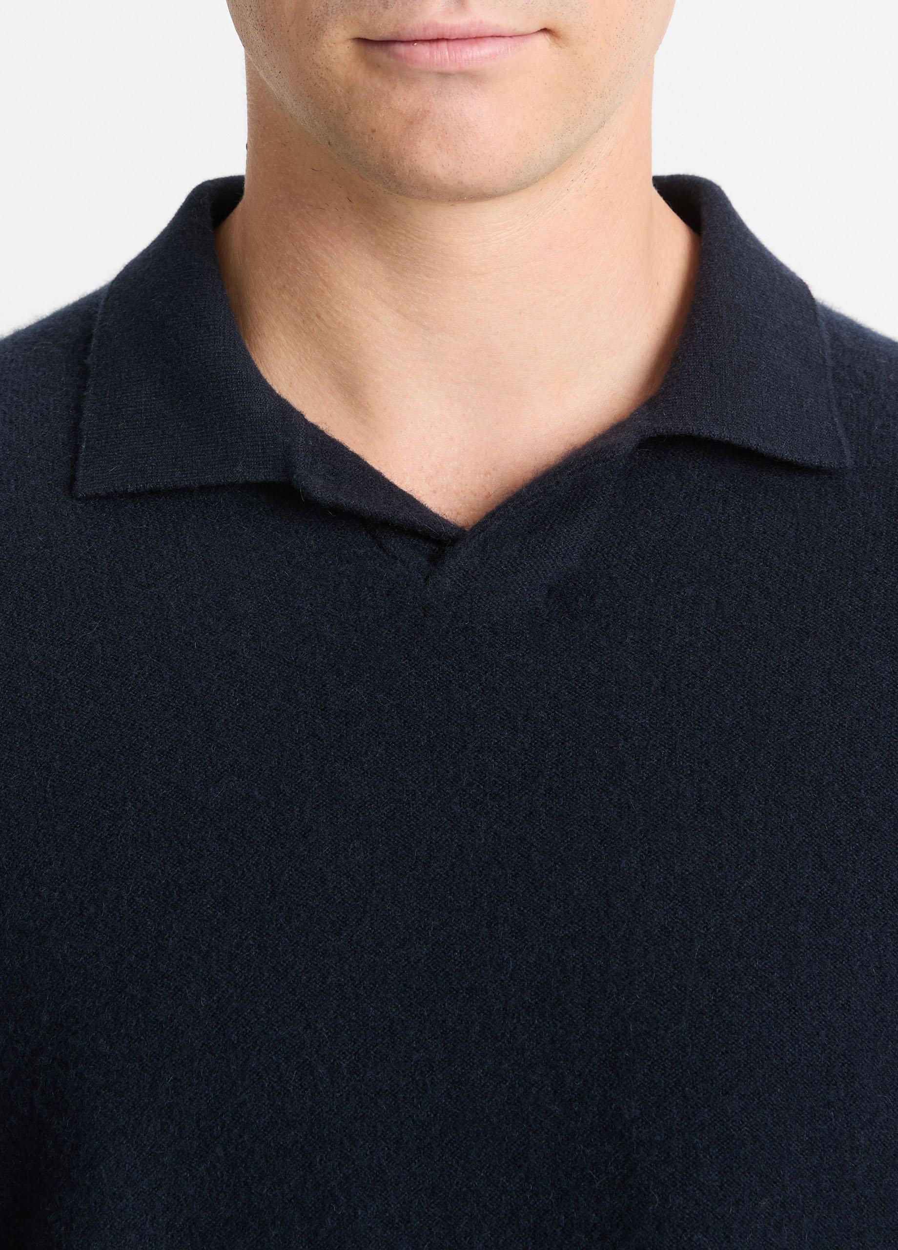 Mens Plush Cashmere Johnny-Collar Polo, Deep Jewel, Size L Vince Product Image