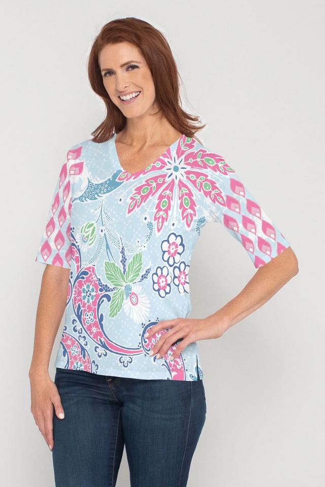 Tropical Island ~ Elbow Sleeve V-Neck Top Product Image