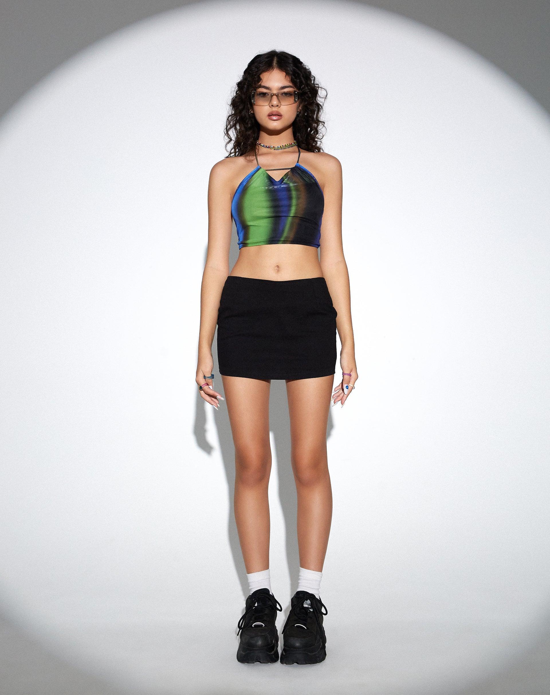 MOTEL X OLIVIA NEILL Salet Crop Top in Solarized Green and Blue Product Image