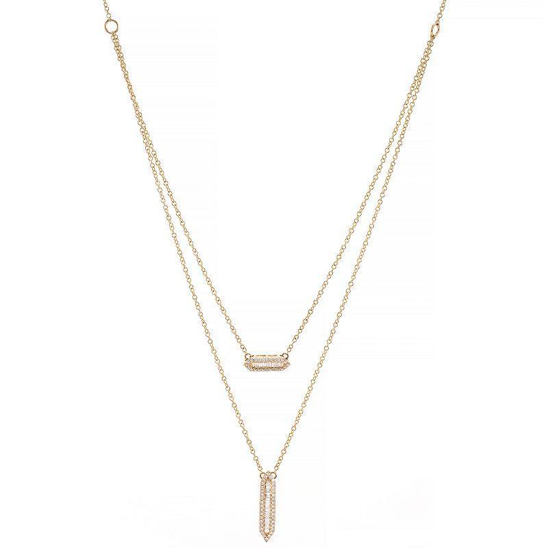 Luxle 14k Gold 3/8 Carat T.W. Diamond Double Strand Horizontal & Vertical Bar Necklace, Womens Product Image