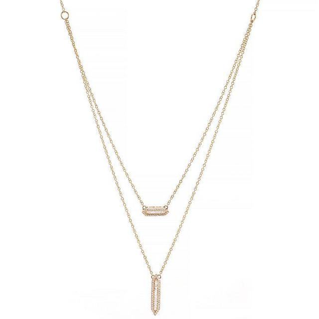 Luxle 14k Gold 3/8 Carat T.W. Diamond Double Strand Horizontal & Vertical Bar Necklace, Womens Product Image