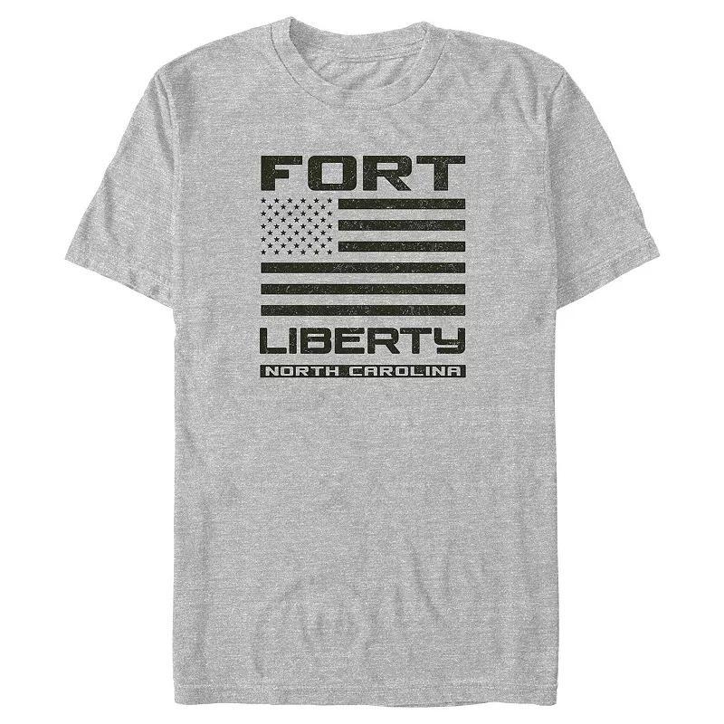 Big & Tall Fort Liberty N.C. USA Flag Graphic Tee, Mens Athletic Grey Product Image