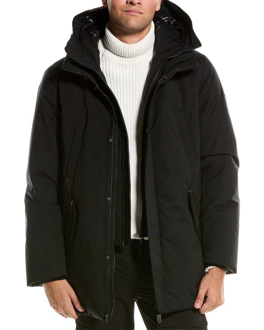 Edward Leather-trim Down Coat In Black Product Image