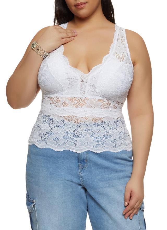 Womens Plus Size Criss Cross Back Sleeveless Lace Top Product Image