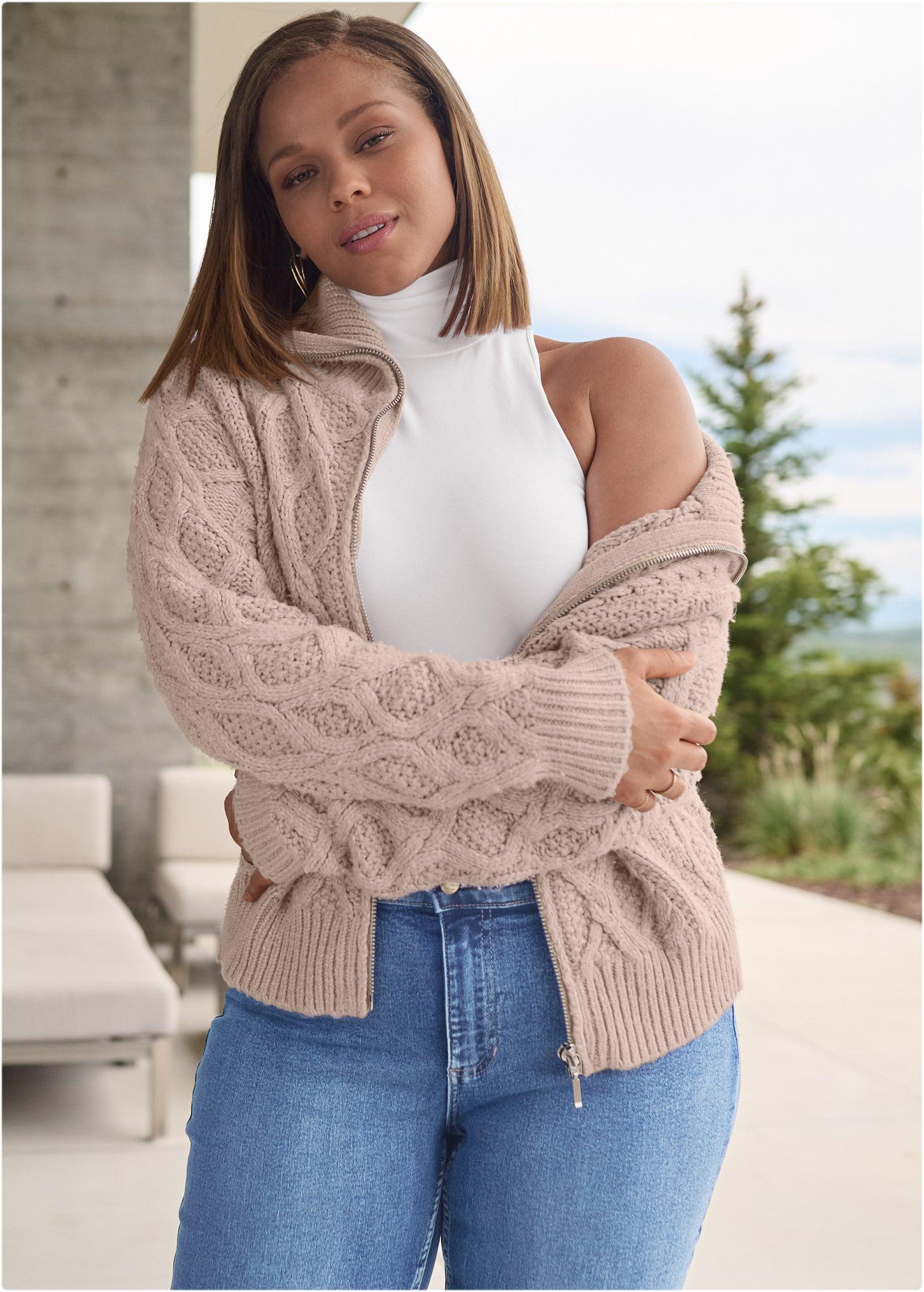 Knit Zip Sweater - Taupe product image