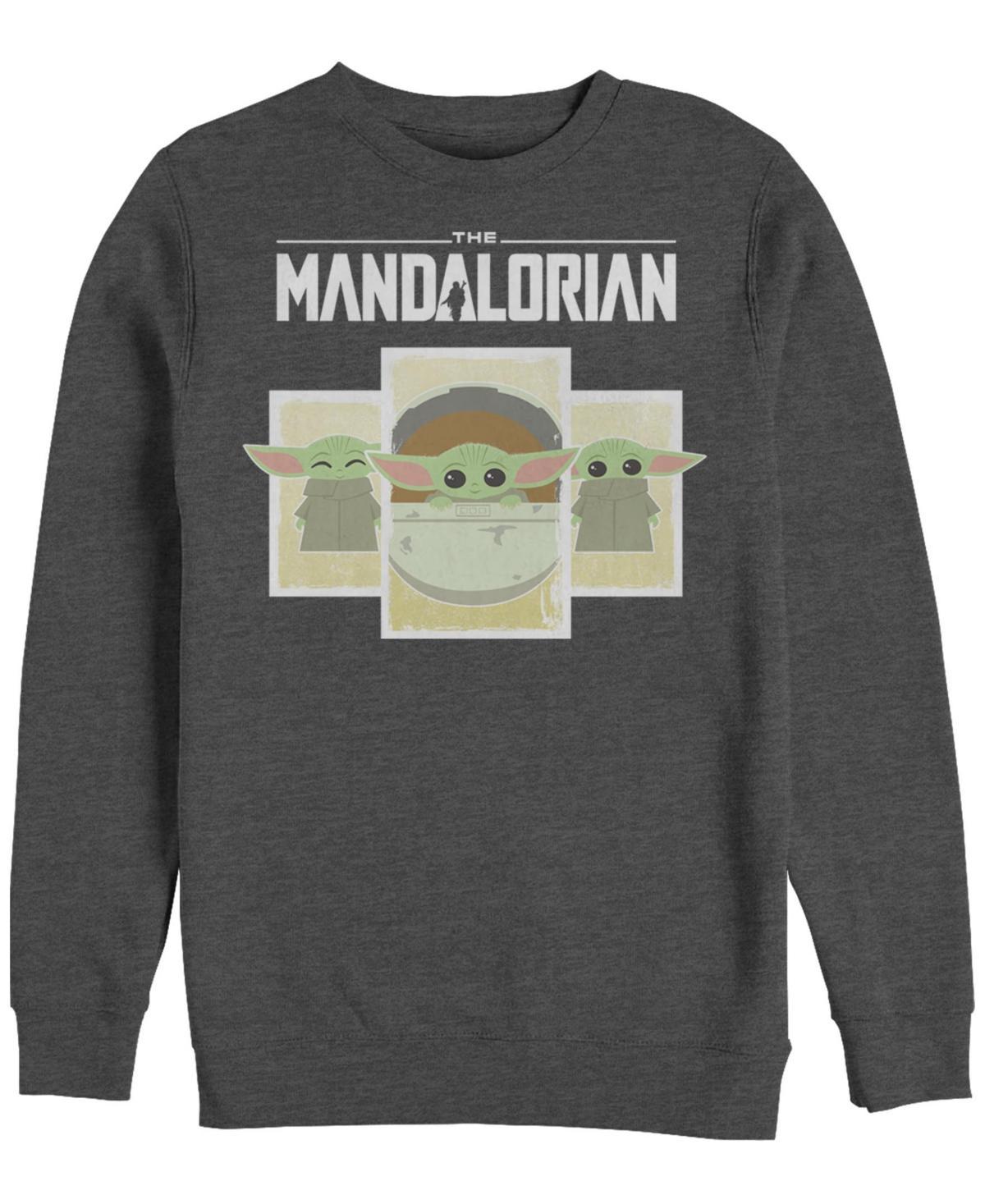 Mens Star Wars The Mandalorian The Child Cartoon Panels Sweatshirt Grey Heather Product Image