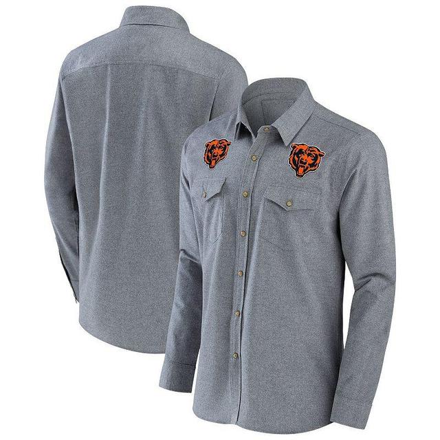 Mens NFL x Darius Rucker Collection by Fanatics Gray Chicago Bears Chambray Button-Up Long Sleeve Shirt Product Image