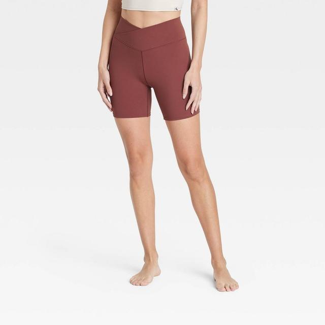 Womens Crossover Waistband 6 Bike Shorts - JoyLab Brown XXL Product Image