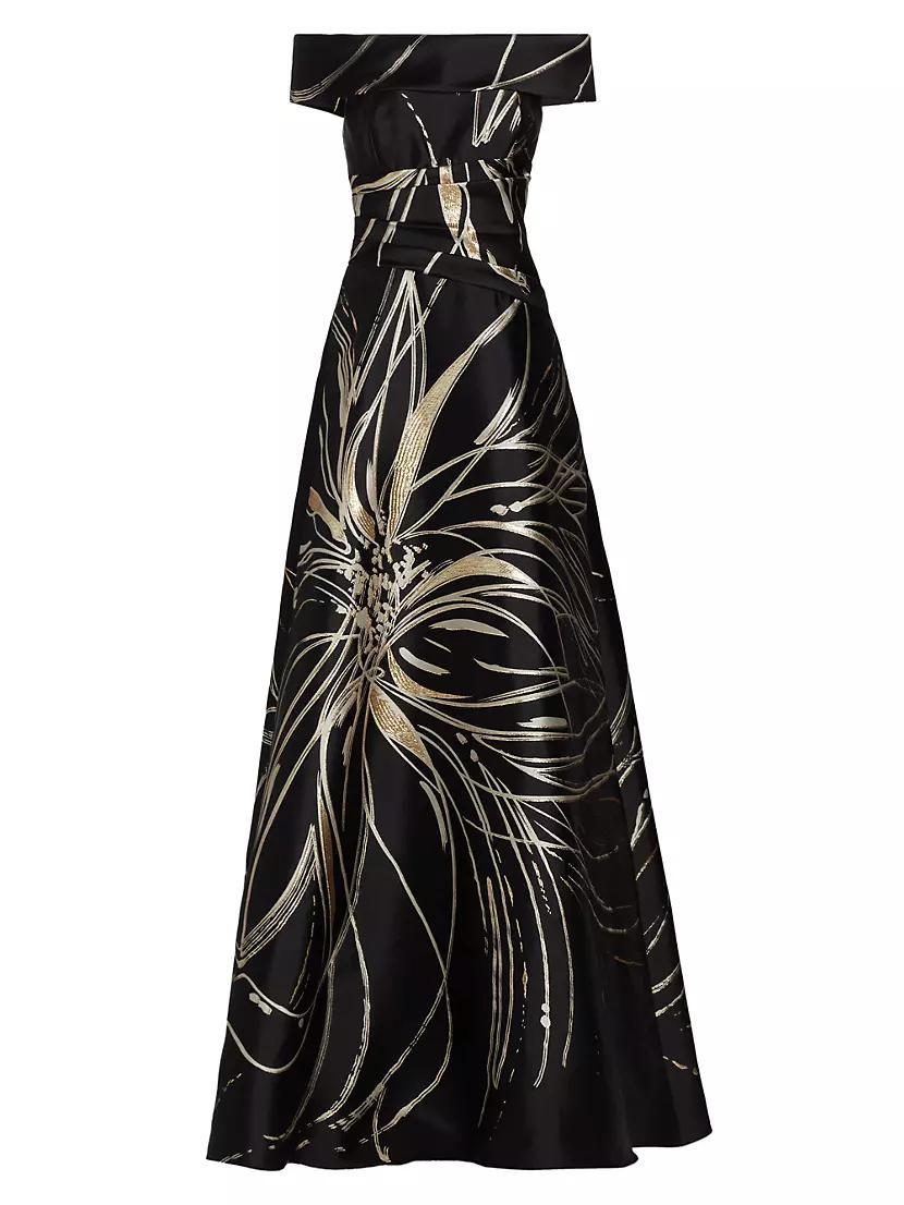 Floral Jacquard A-Line Gown Product Image