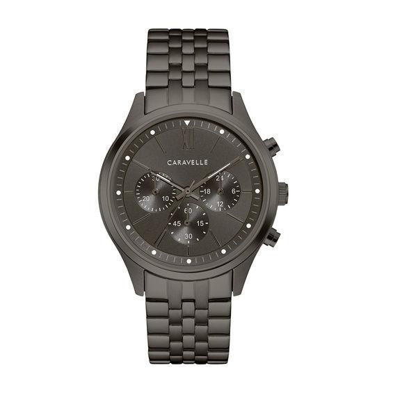 Caravelle Designed by Bulova Mens Chronograph Gunmetal Stainless Steel Bracelet Watch 41mm Product Image