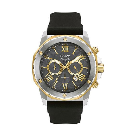 Men's Bulova Marine Star Chronograph Two-Tone Strap Watch with Grey Dial (Model: 98B277) Product Image