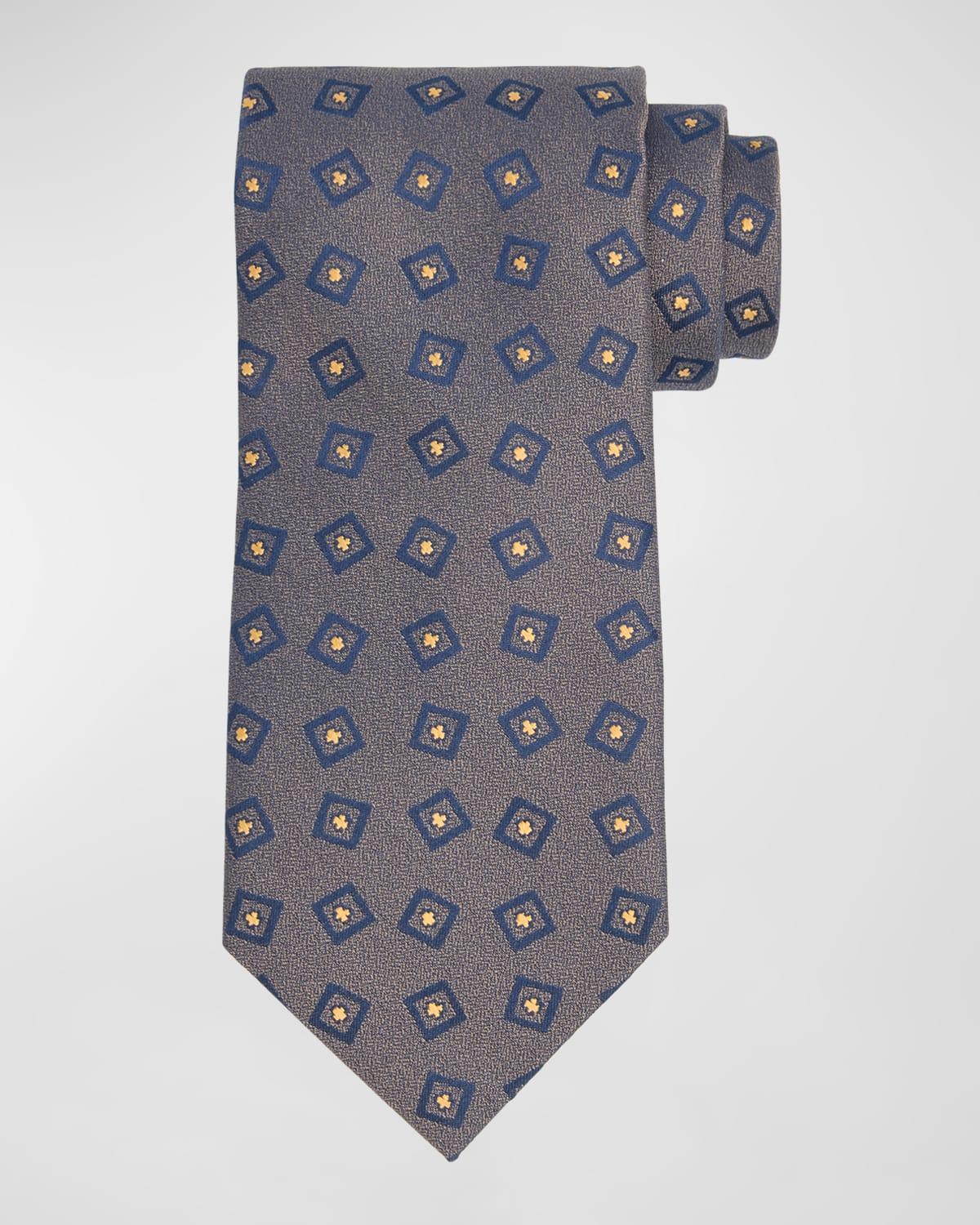 Mens Square-Print Silk Tie Product Image