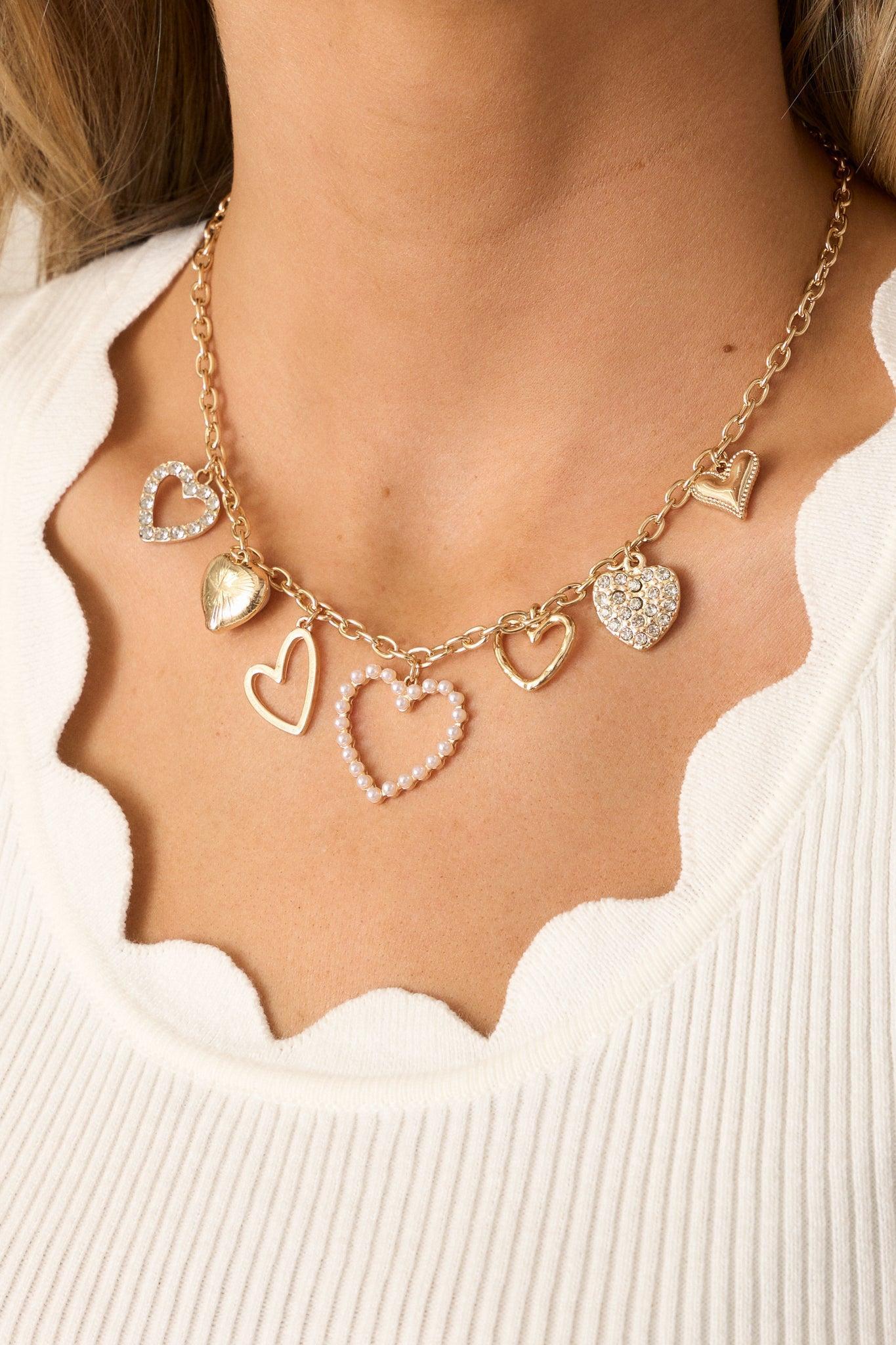 Glistening Heart Gold Heart Charm Necklace Product Image