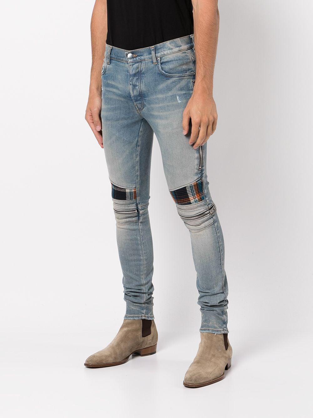 mid-rise contrasting-panel skinny jeans Product Image