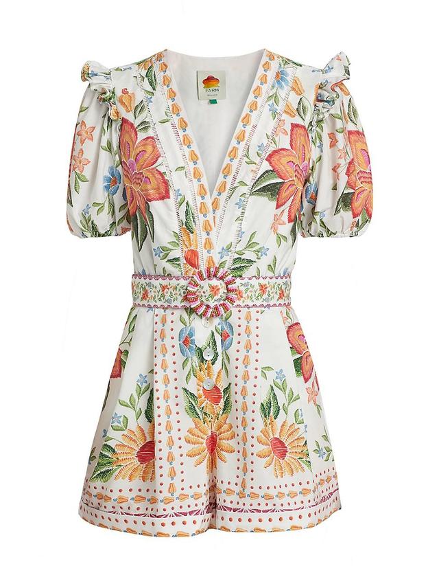 Womens Bloom Garden Floral Cotton Romper Product Image