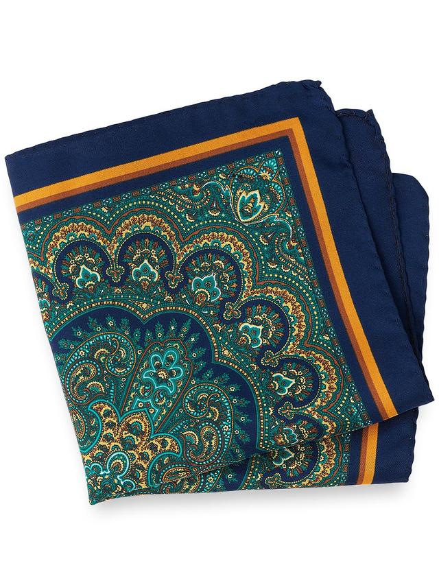 Medallion Silk Pocket Square - Navy Multi Product Image