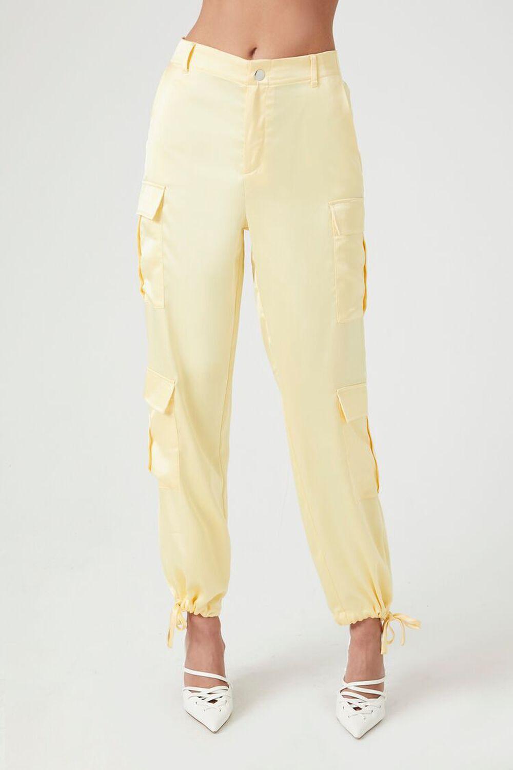 Satin Tie-Hem Cargo Pants | Forever 21 Product Image