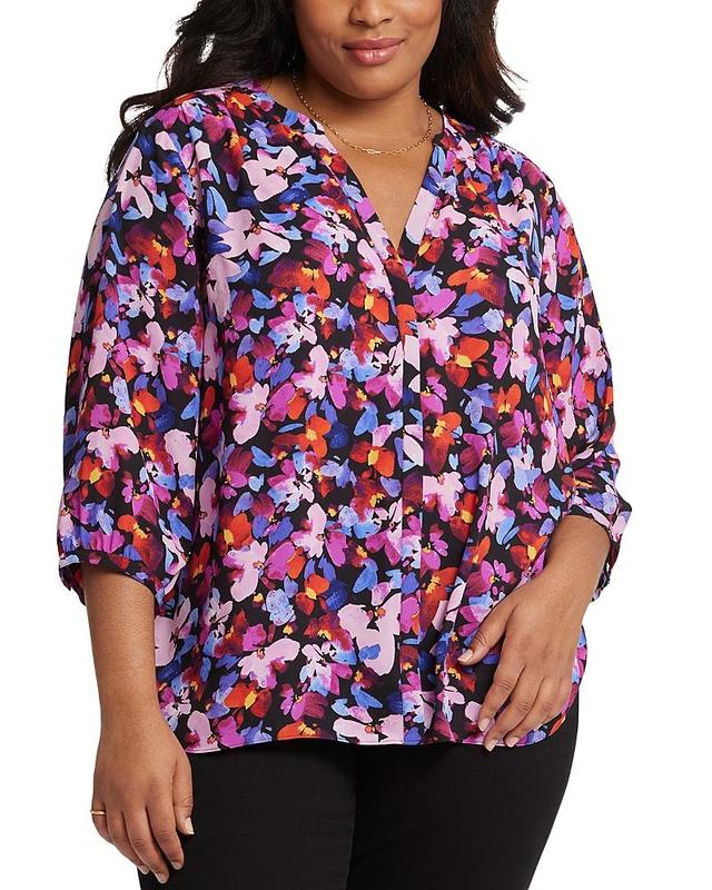 NYDJ Pintuck Blouse Dahlia) Women's Clothing Product Image