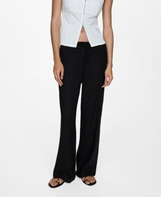 Mango Womens 100% Linen Straight Pants Product Image