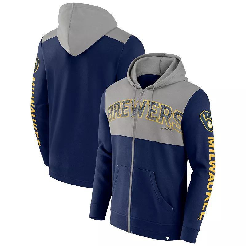 Mens Fanatics Branded Milwaukee Brewers Walk Off Fleece Full-Zip Hoodie Blue Product Image