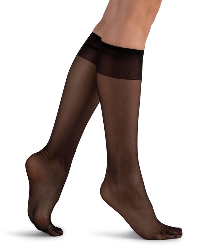 LECHERY Womens Italian Made Sheer 20 Knee Highs - Black Product Image