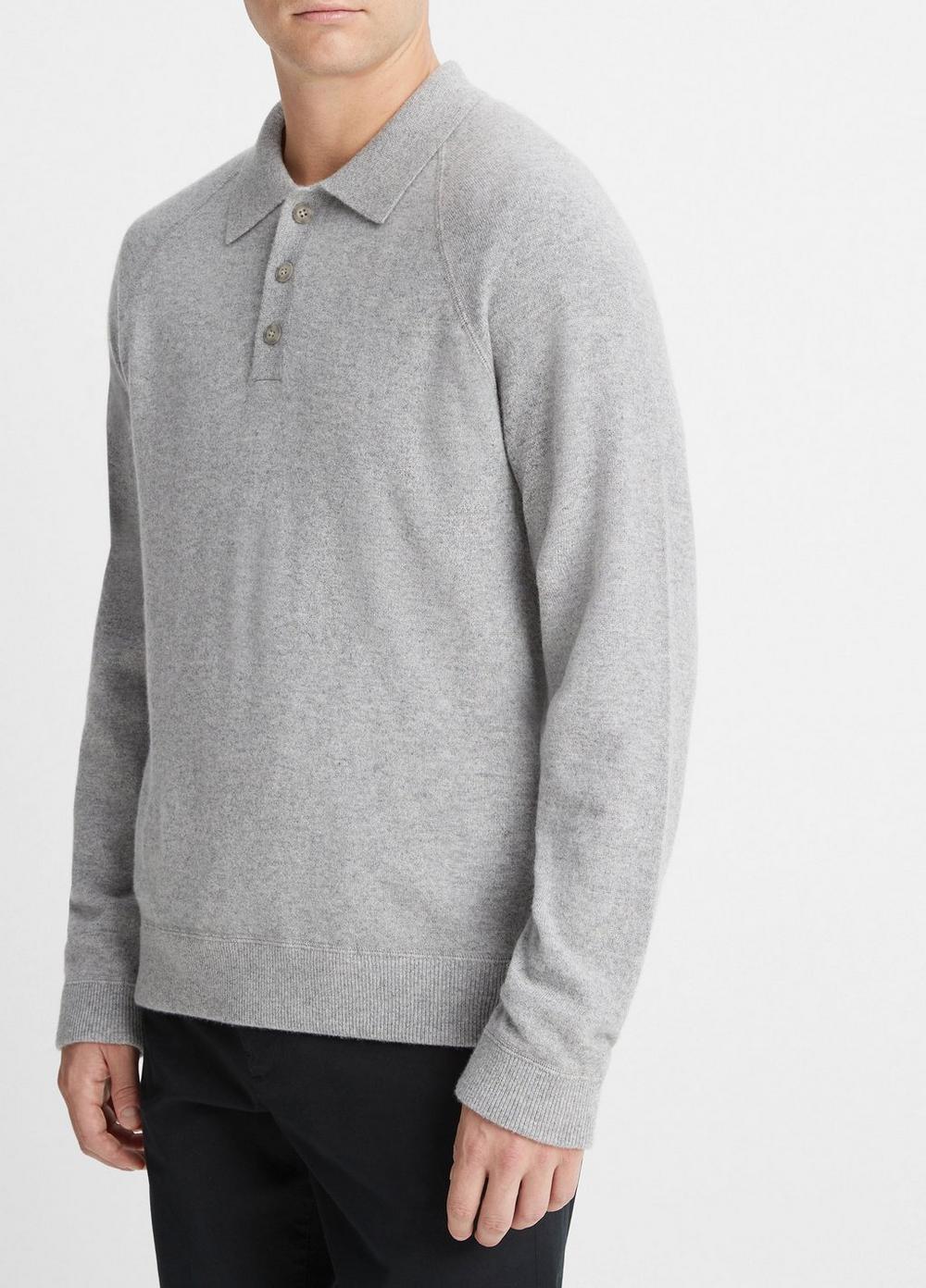 Cashmere Long-Sleeve Polo Sweater Product Image