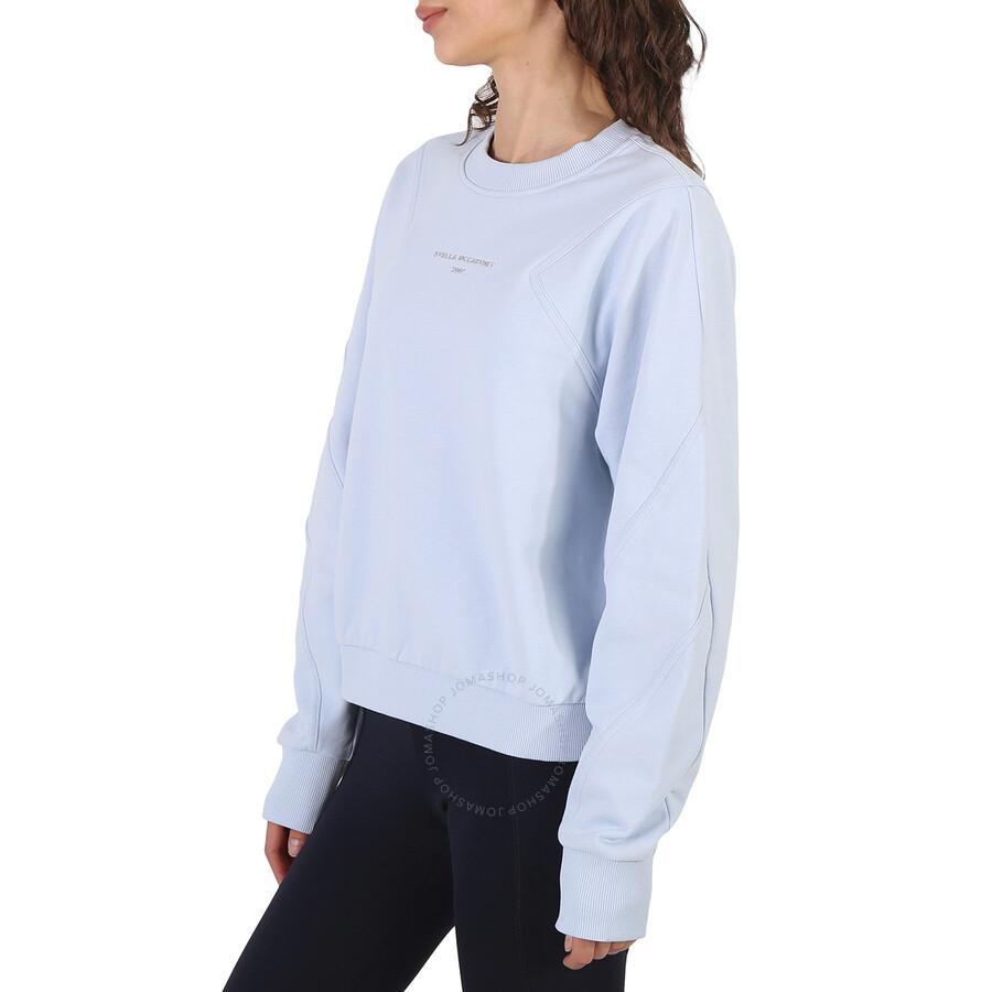 Ladies Logo Print Cotton Sweatshirt In Blue Product Image