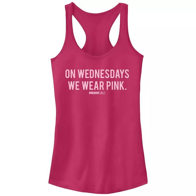 Juniors Mean Girls On Wednesdays We Wear Pink Graphic Racerback Tank Top, Girls Product Image