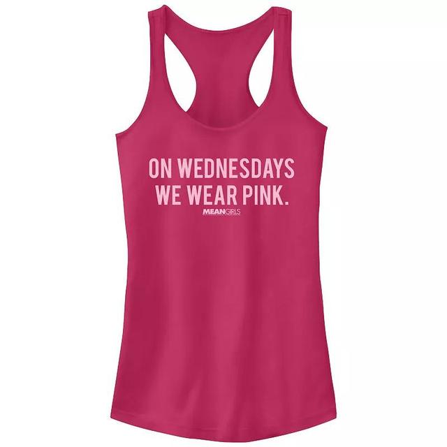 Juniors Mean Girls On Wednesdays We Wear Pink Graphic Racerback Tank Top, Girls Product Image